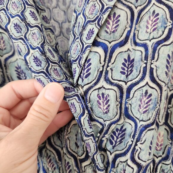 Blank London Anthropologie Seine Blue Motif Jumpsuit Flowy Women's Petite XS - Picture 10 of 12